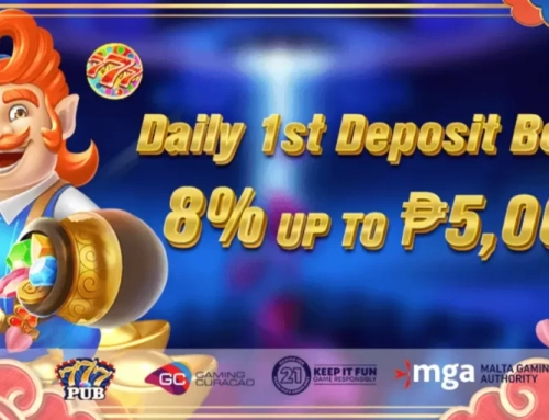 Daily First Deposit Bonus 8% up to ₱5,000 at 777PUB